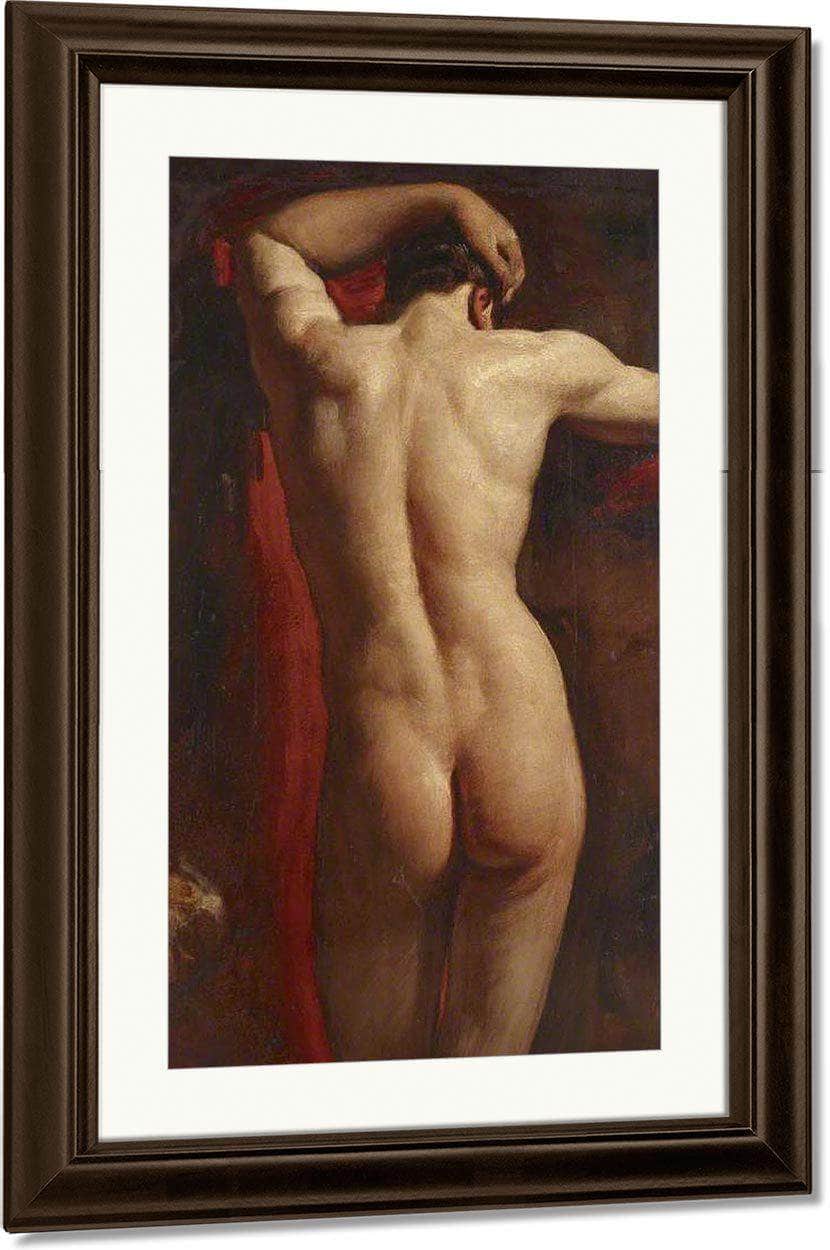 Academic Study Of A Male Nude, Seen From Behind By William Etty Fine Art Print