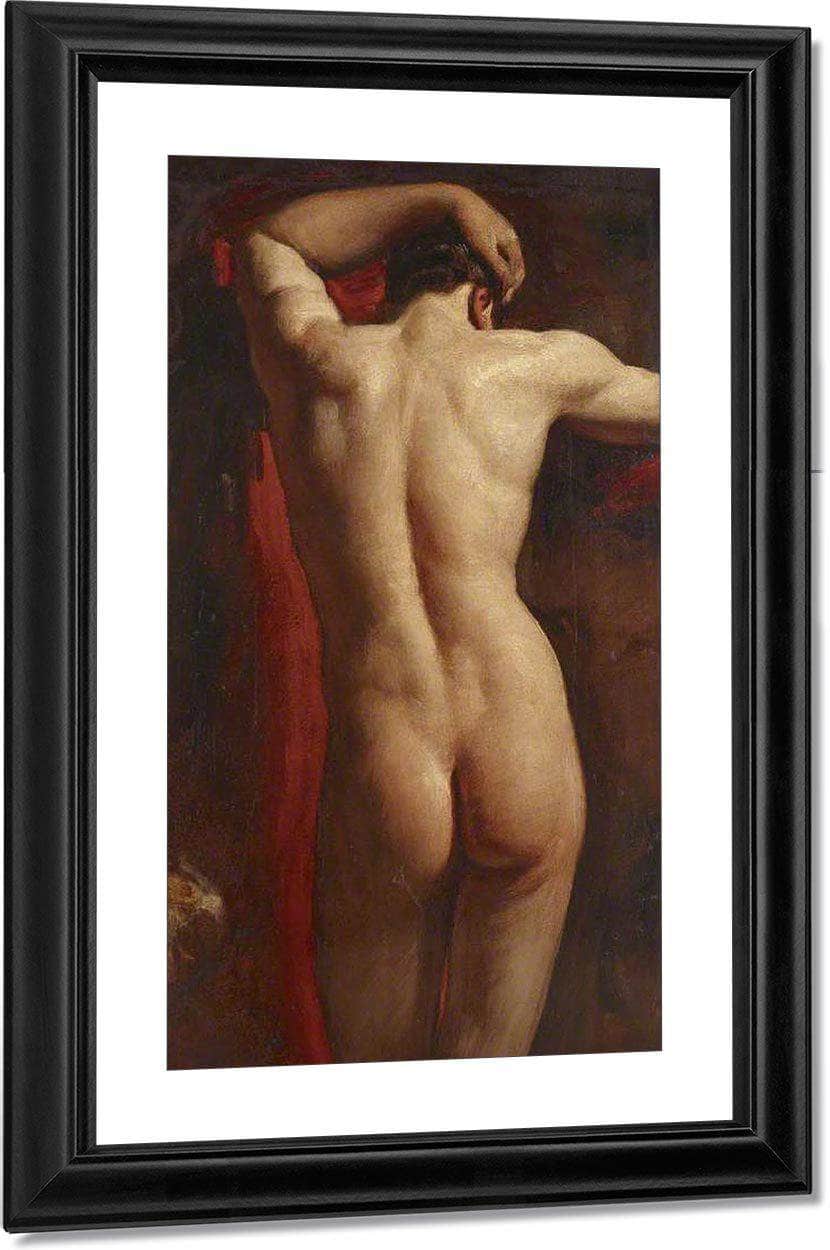 Academic Study Of A Male Nude, Seen From Behind By William Etty Fine Art Print