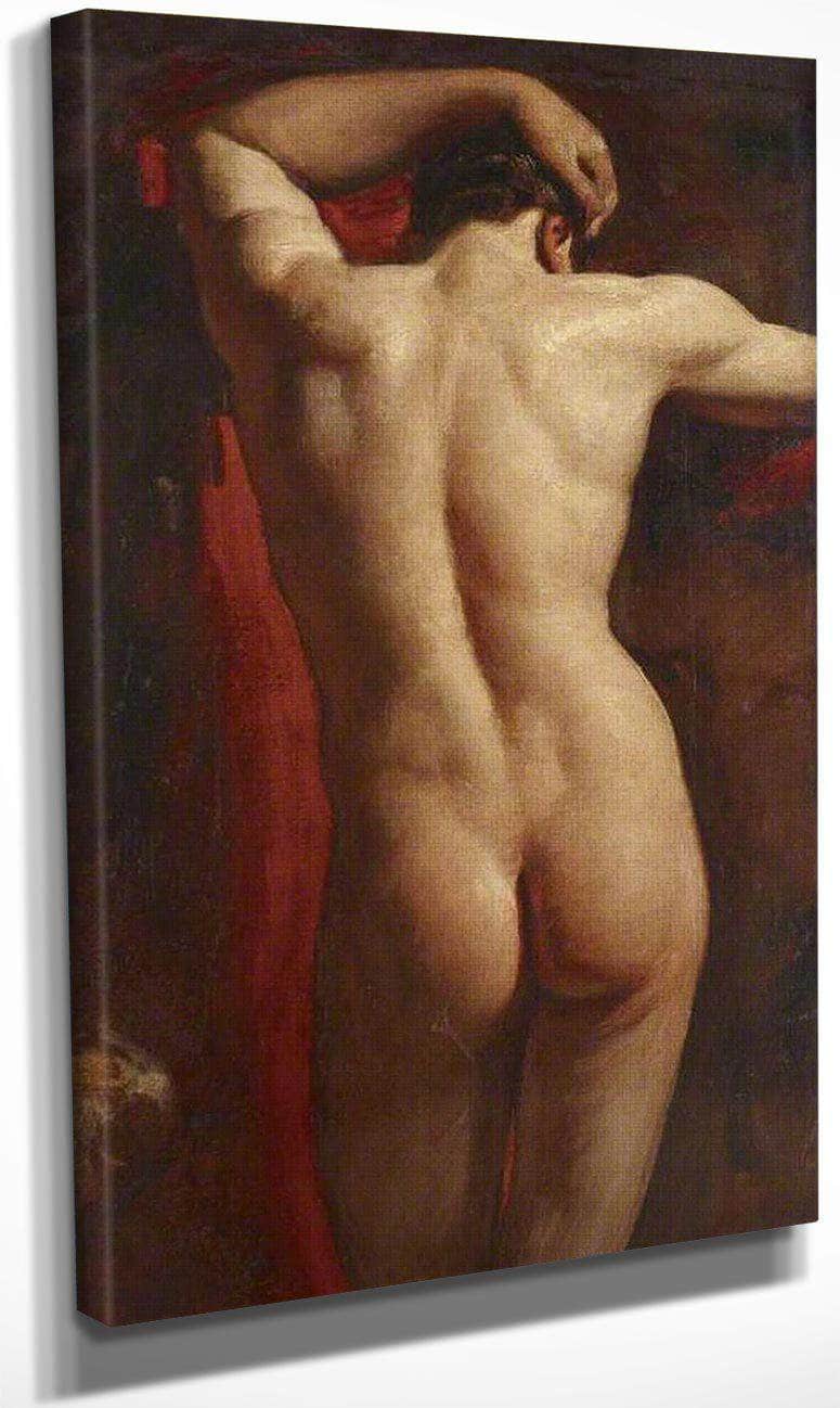 Academic Study Of A Male Nude, Seen From Behind By William Etty Fine Art Print