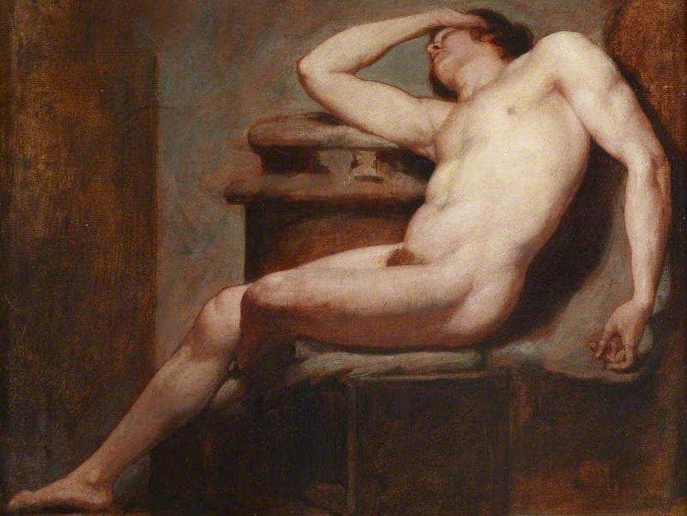 Academic Study Of A Reclining Male Nude Asleep By William Etty Fine Art Print