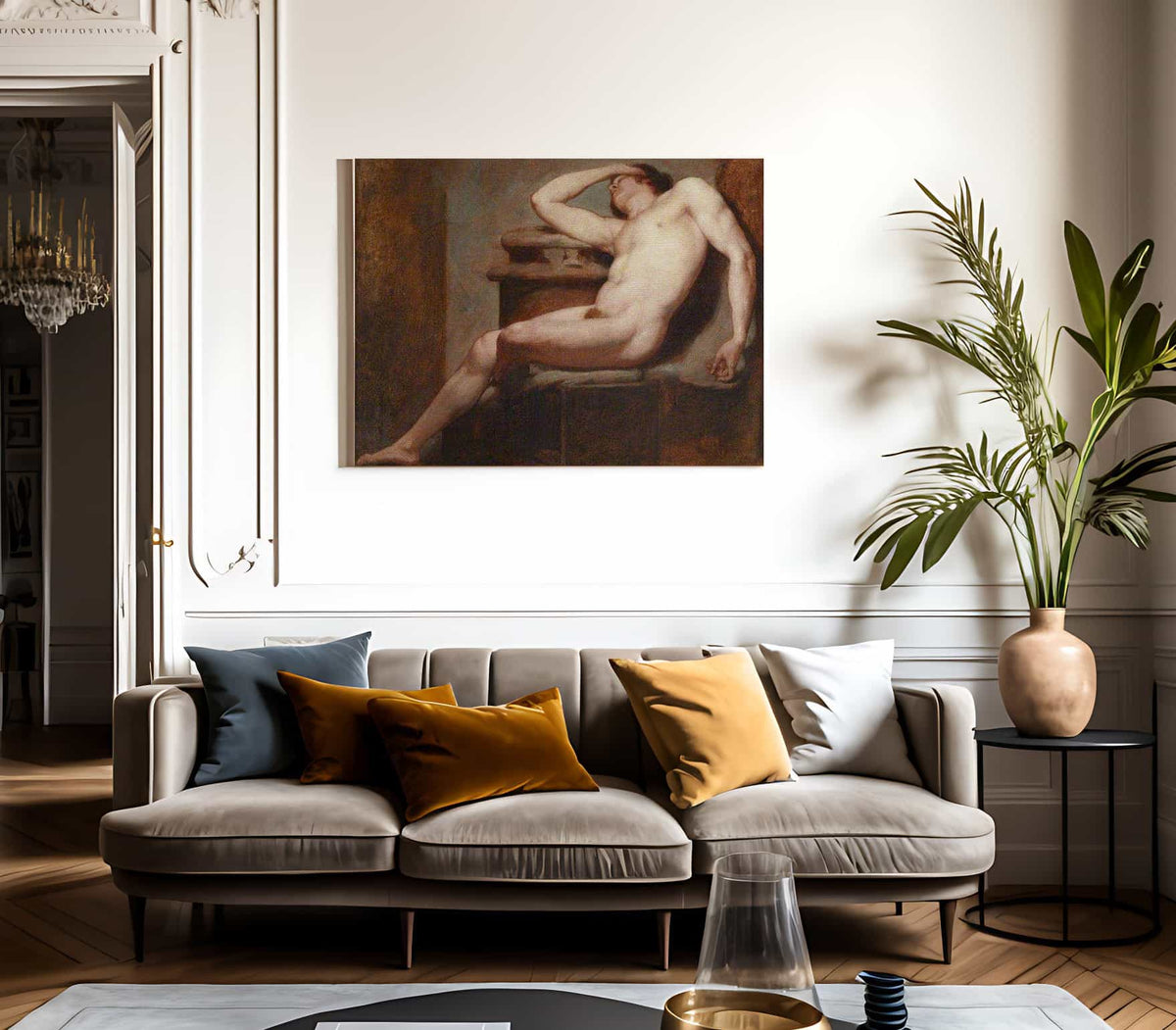 Academic Study Of A Reclining Male Nude Asleep By William Etty Fine Art Print