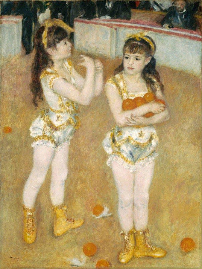 Acrobats At The Cirque Fernando (Francisca And Angelina Wartenberg) By Pierre August Renoir Fine Art Print