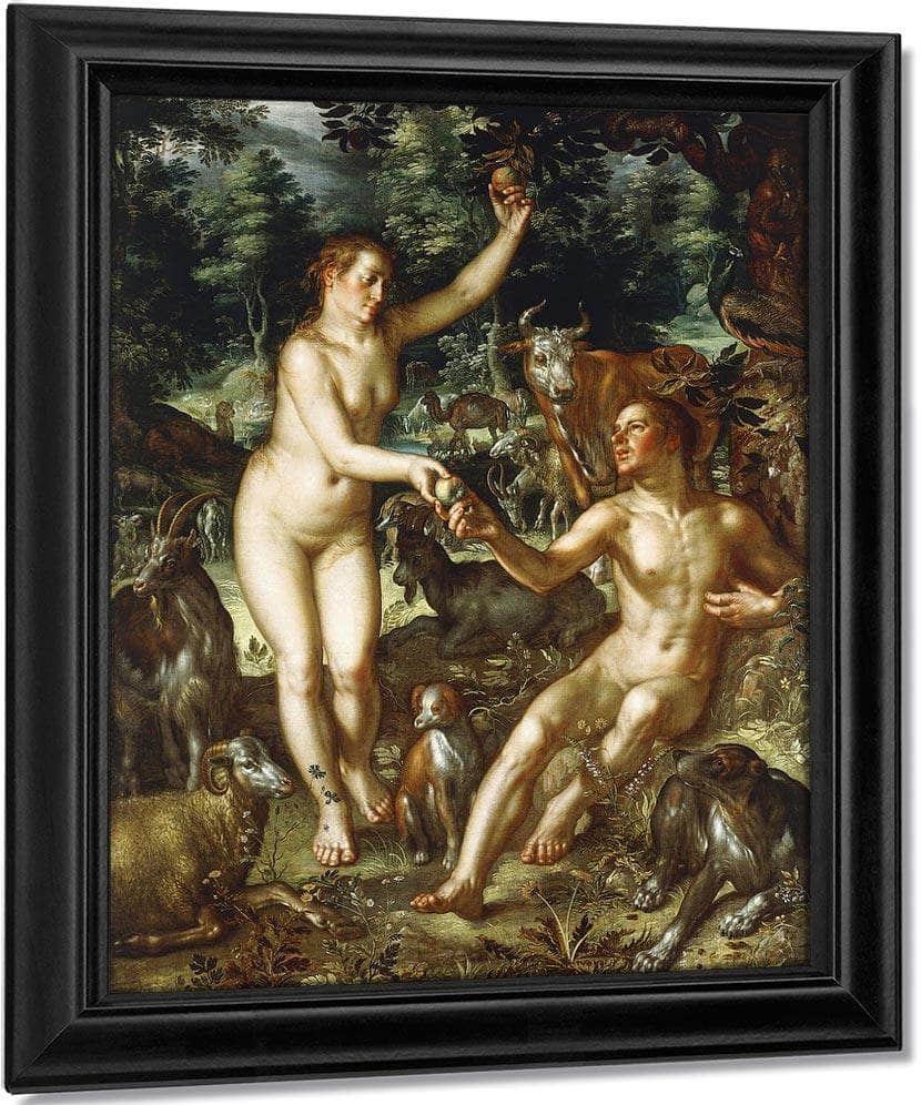 Adam And Eve By Joachim Wtewael Fine Art Print