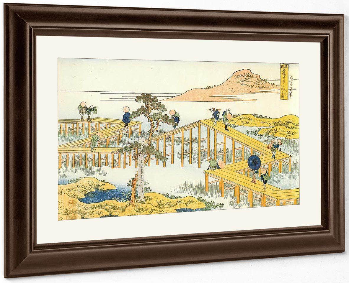 Admiring The Irises At Yatshuhashi By Hokusai Fine Art Print
