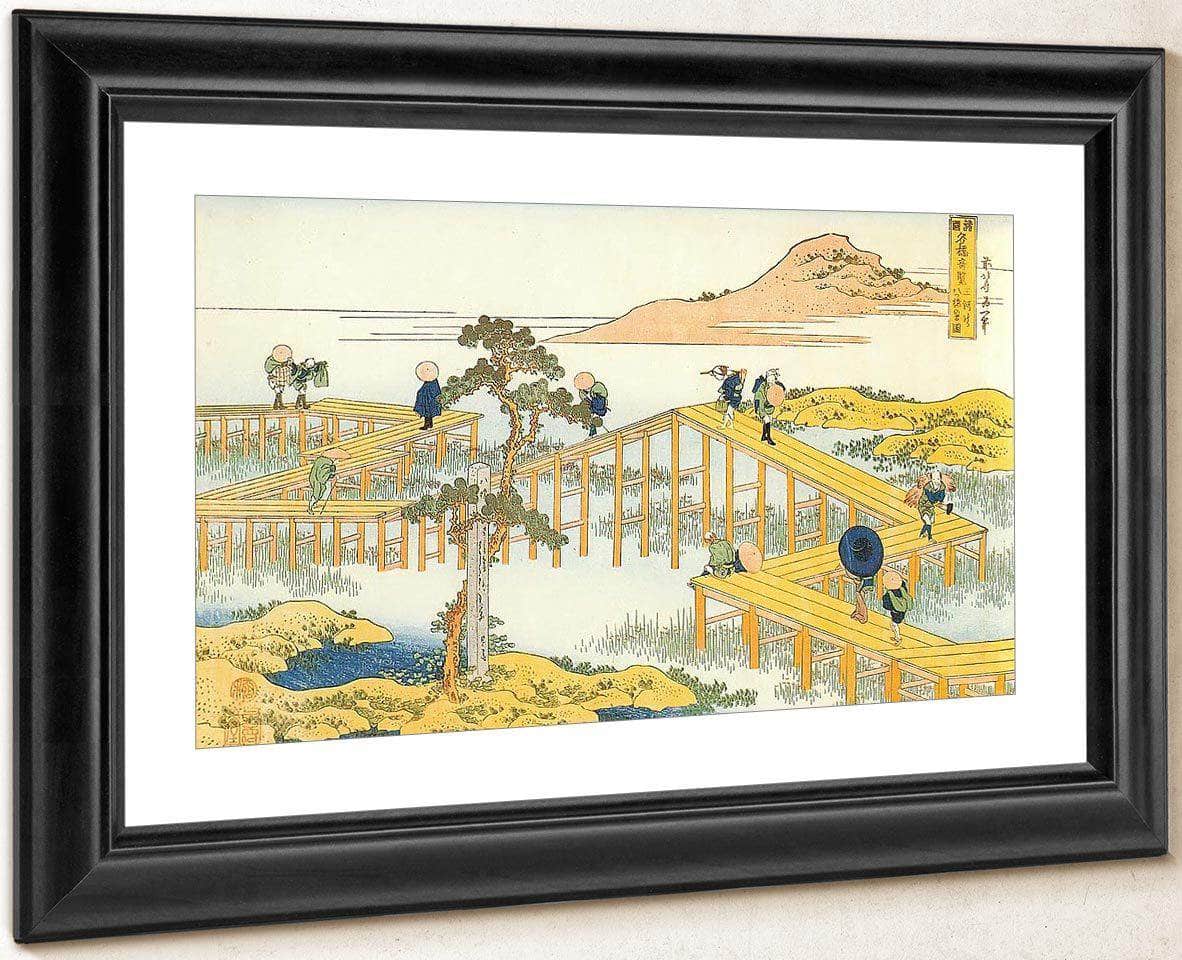 Admiring The Irises At Yatshuhashi By Hokusai Fine Art Print