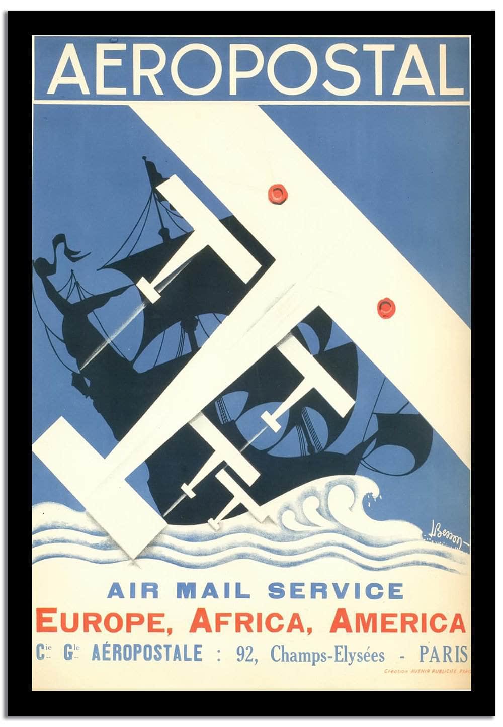 Aeropostal  Vintage Poster Fine Art Print