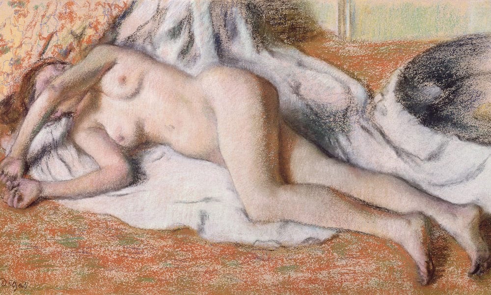 After The Bath Or, Reclining Nude By Edgar Degas Fine Art Print