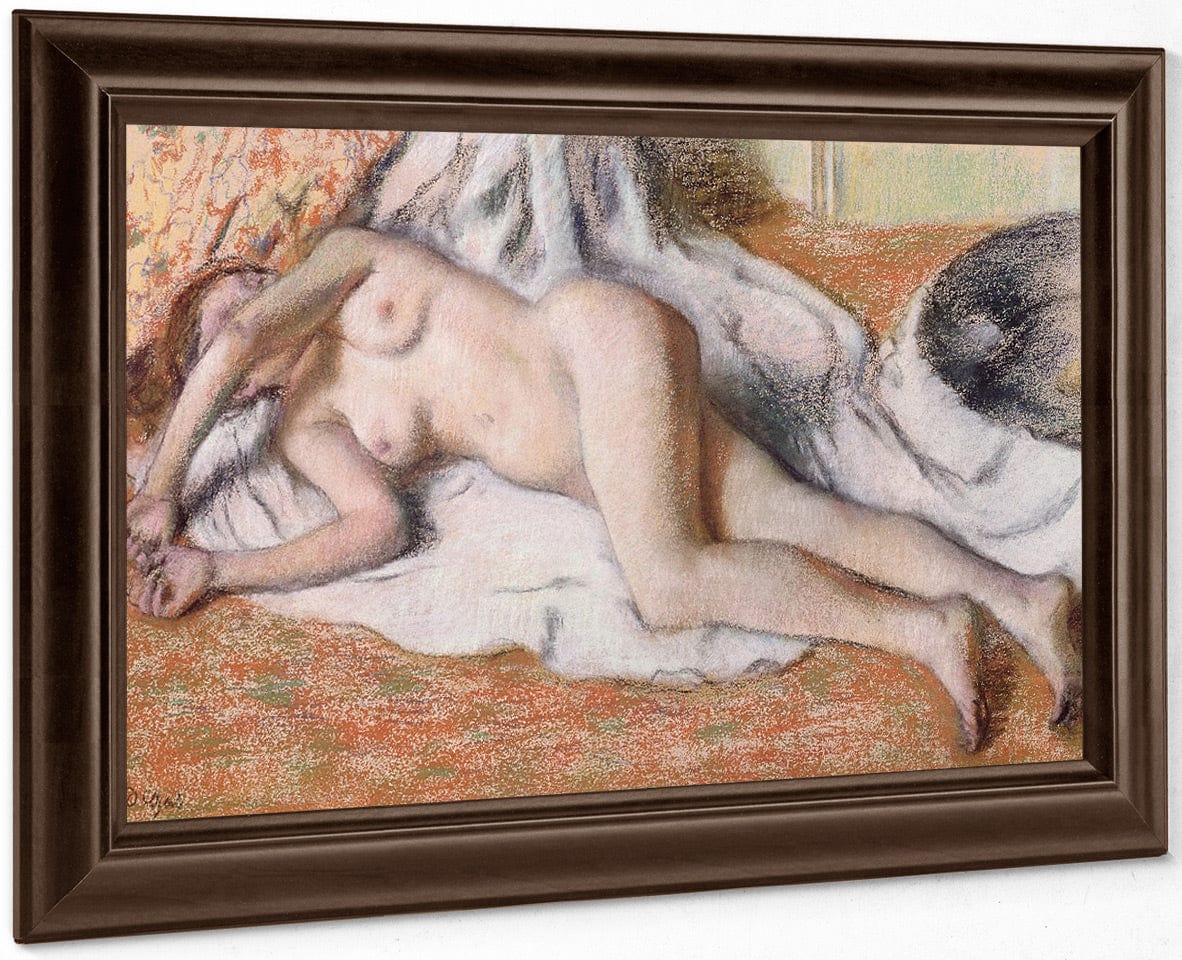 After The Bath Or, Reclining Nude By Edgar Degas Fine Art Print