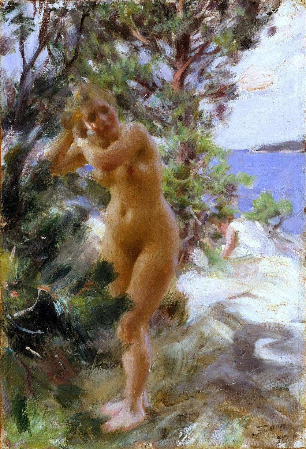 After The Bath Painting Anders Zorn Canvas Art Fine Art Print