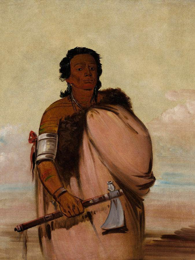 Ah' Sho Cole, Rotten Foot, A Noted Warrior By George Catlin Fine Art Print