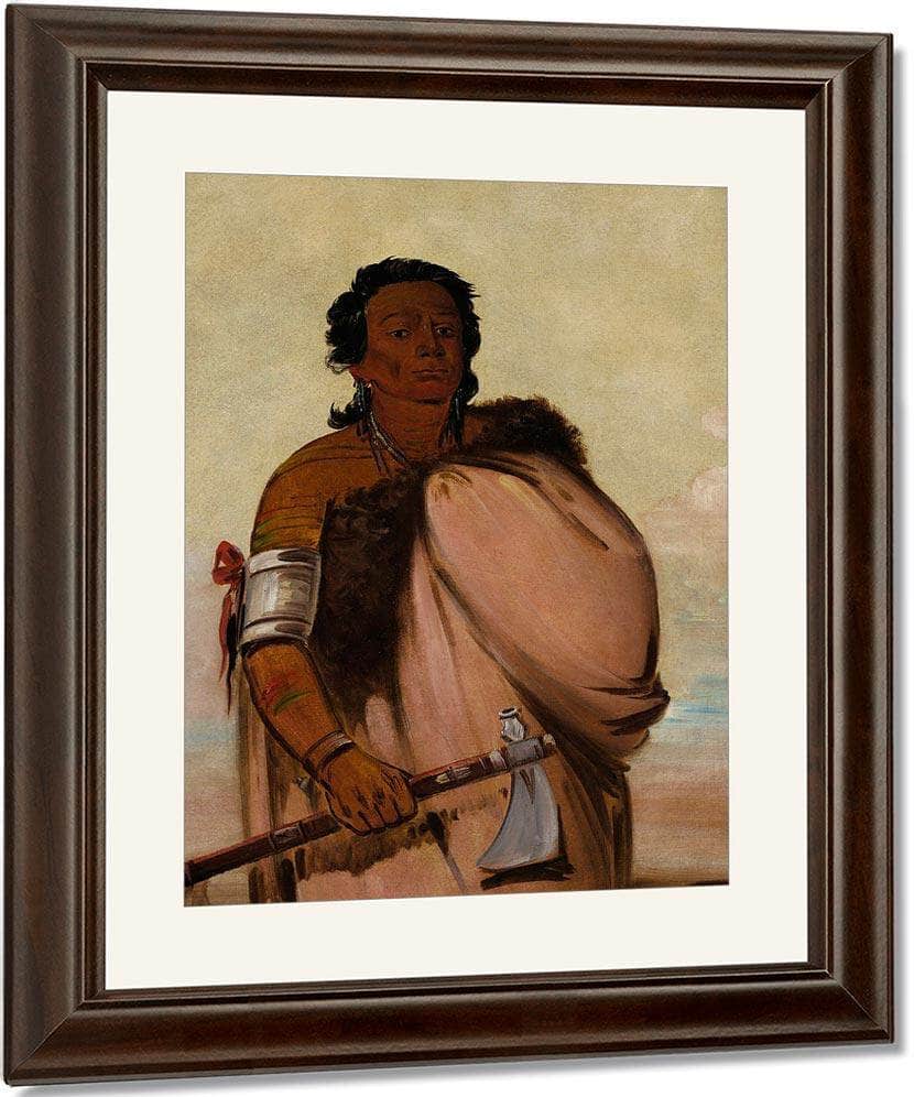 Ah' Sho Cole, Rotten Foot, A Noted Warrior By George Catlin Fine Art Print