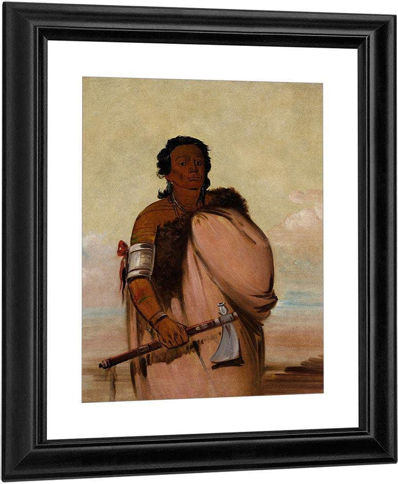 Ah' Sho Cole, Rotten Foot, A Noted Warrior By George Catlin Fine Art Print