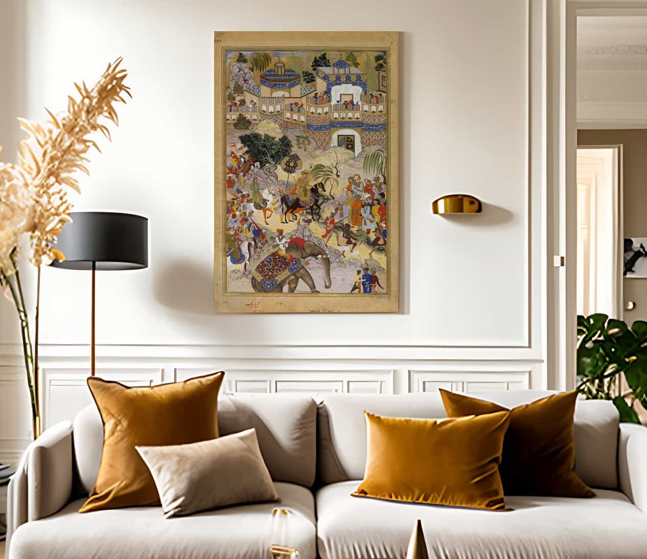 Akbars Triumphal Entry Into Surat Akbarnama 1590 By Farrukh Beg Fine Art Print