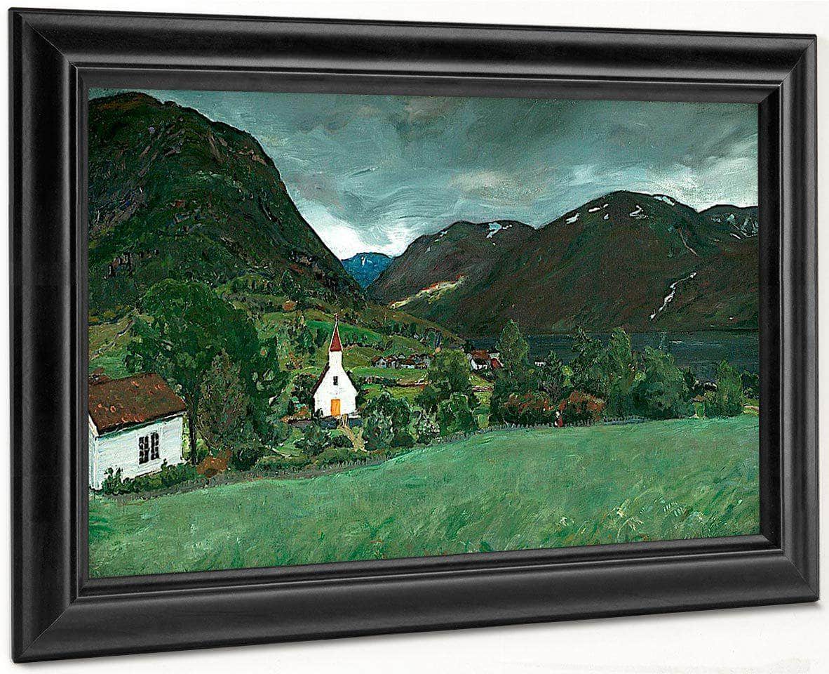 Alhus Vicarage And Church By Nicolai Astrup Fine Art Print