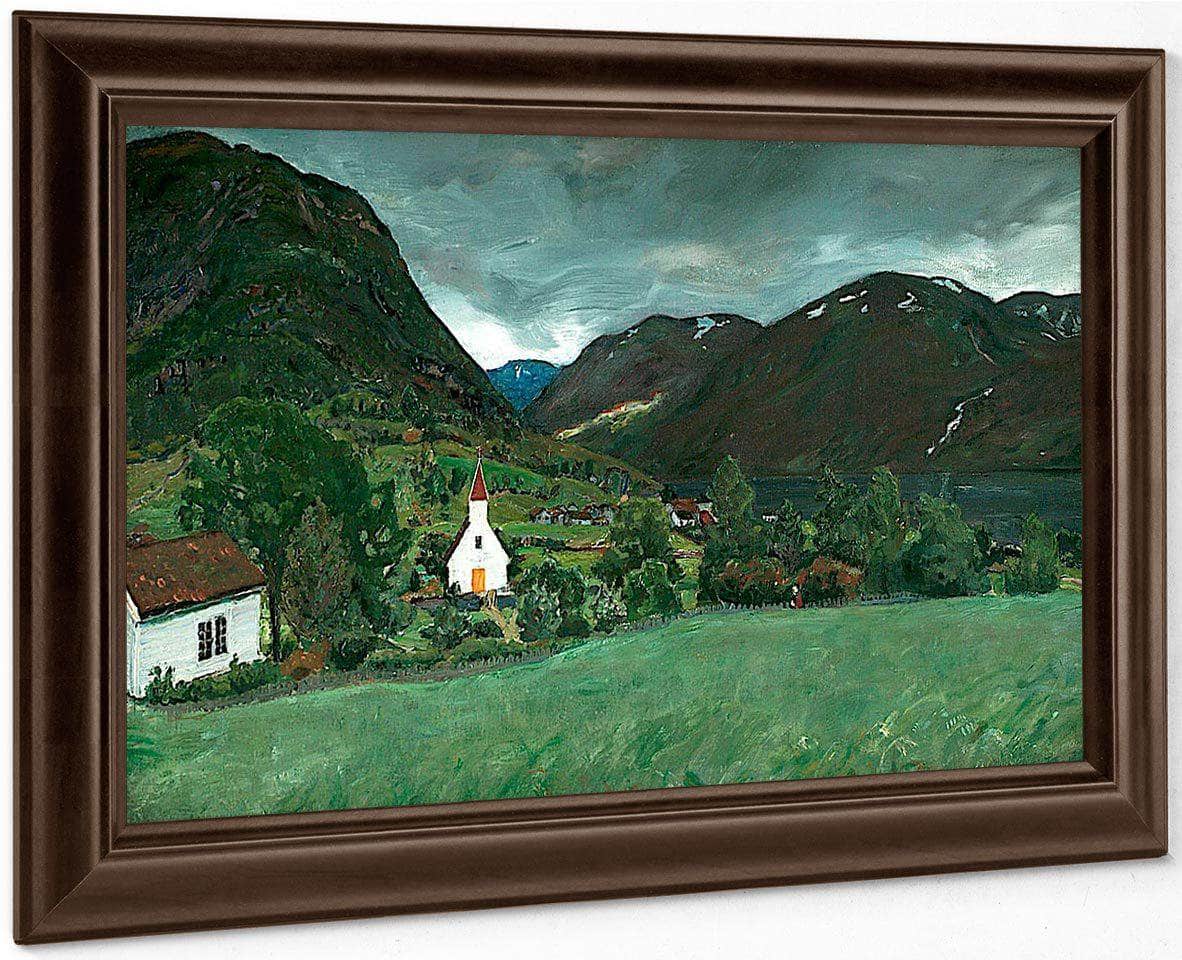 Alhus Vicarage And Church By Nicolai Astrup Fine Art Print