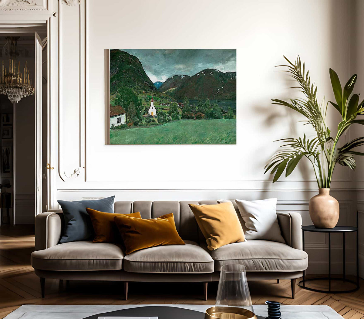 Alhus Vicarage And Church By Nicolai Astrup Fine Art Print