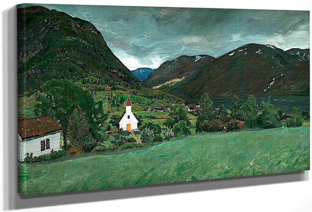 Alhus Vicarage And Church By Nicolai Astrup Fine Art Print
