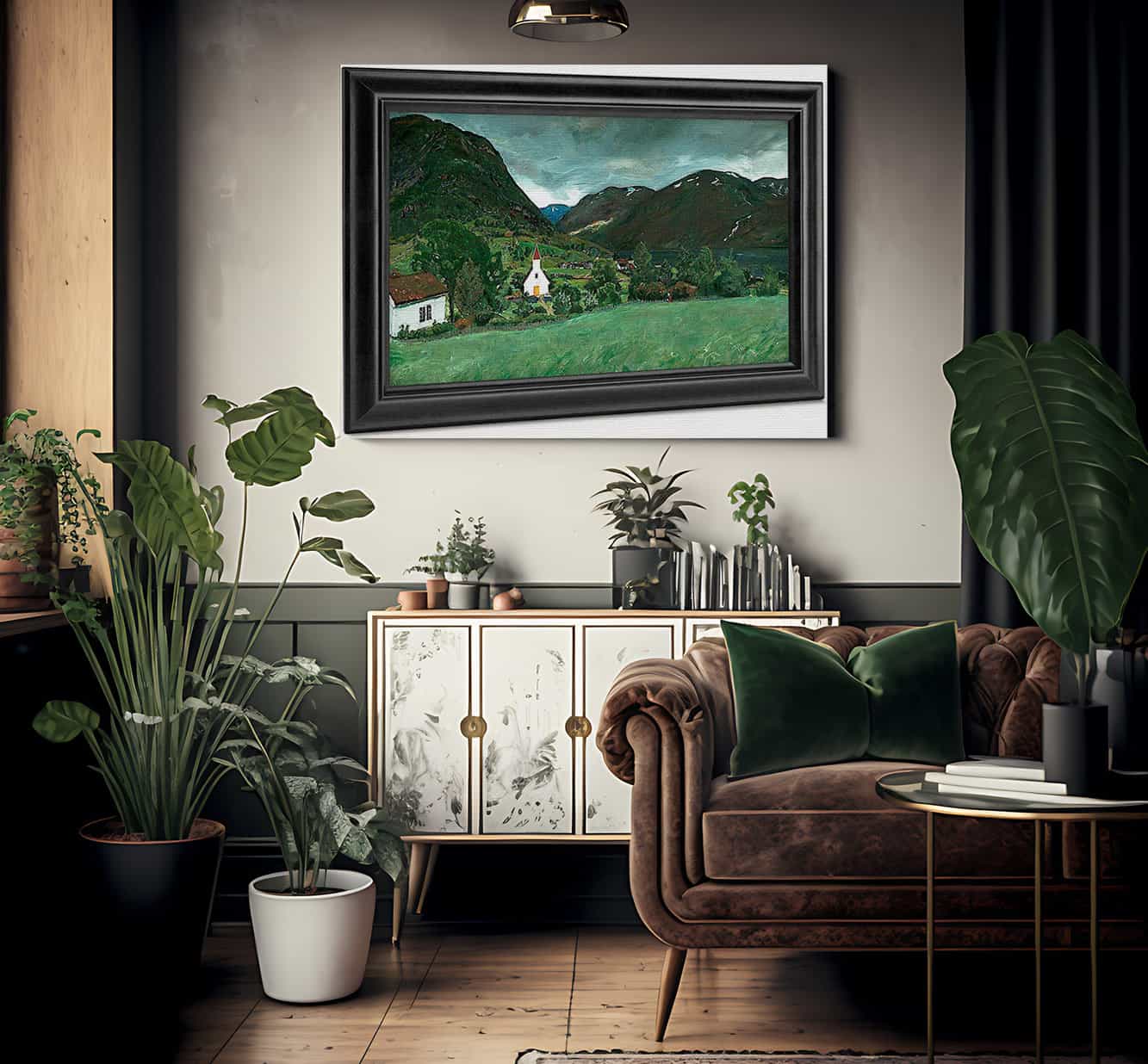 Alhus Vicarage And Church By Nicolai Astrup Fine Art Print