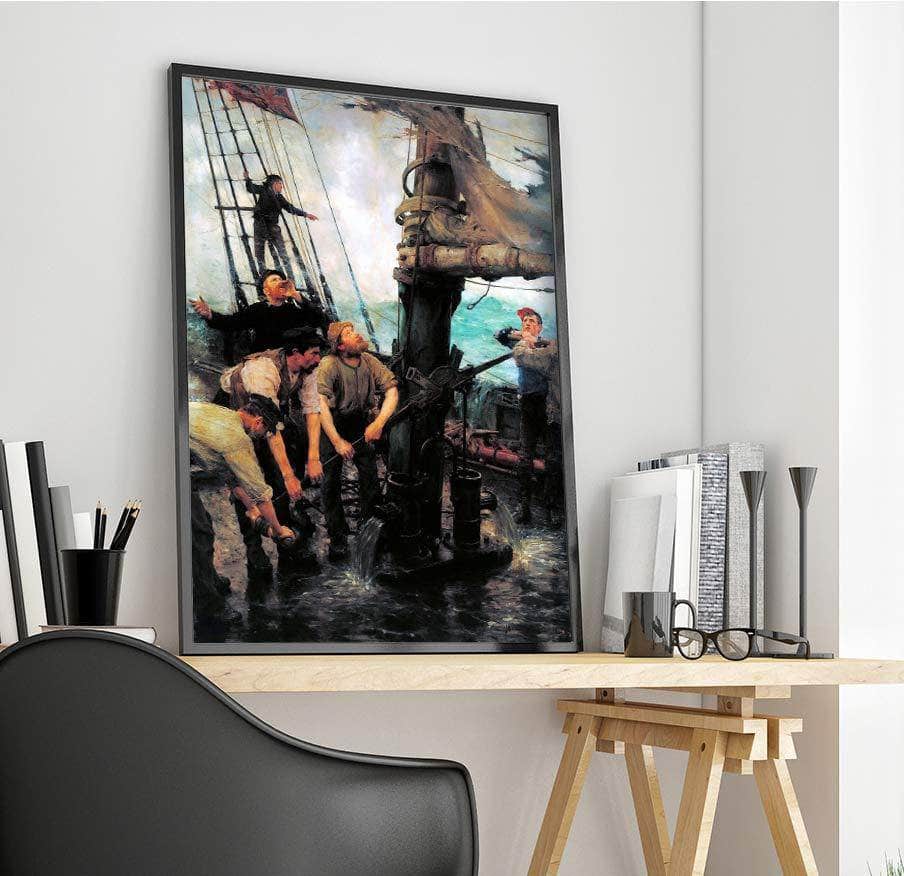 All Hands To The Pumps Painting Henry Scott Tuke Canvas Art Fine Art Print