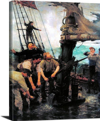 All Hands To The Pumps Painting Henry Scott Tuke Canvas Art Fine Art Print