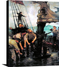 All Hands To The Pumps Painting Henry Scott Tuke Canvas Art Fine Art Print