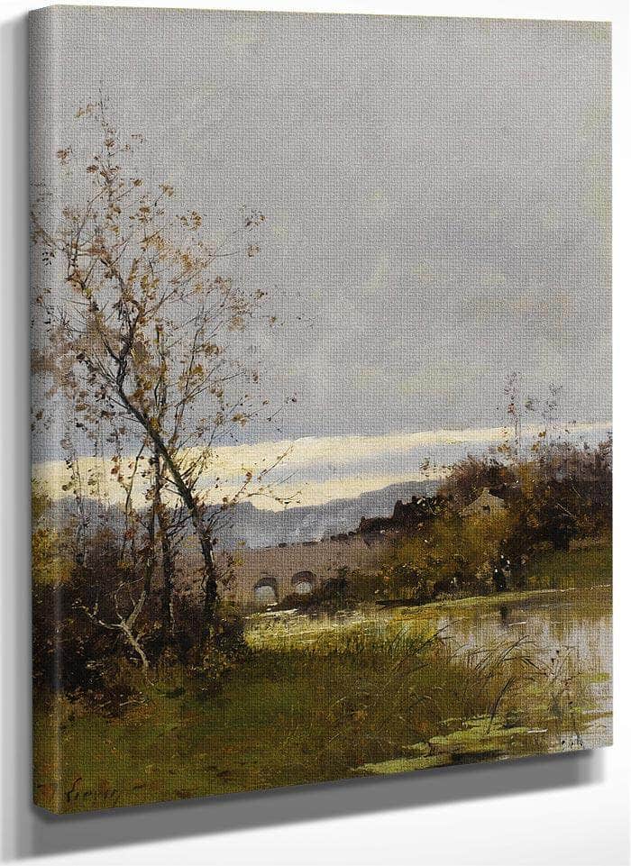 Along The Riverbank Normandy By Eugene Galien Laloue Fine Art Print