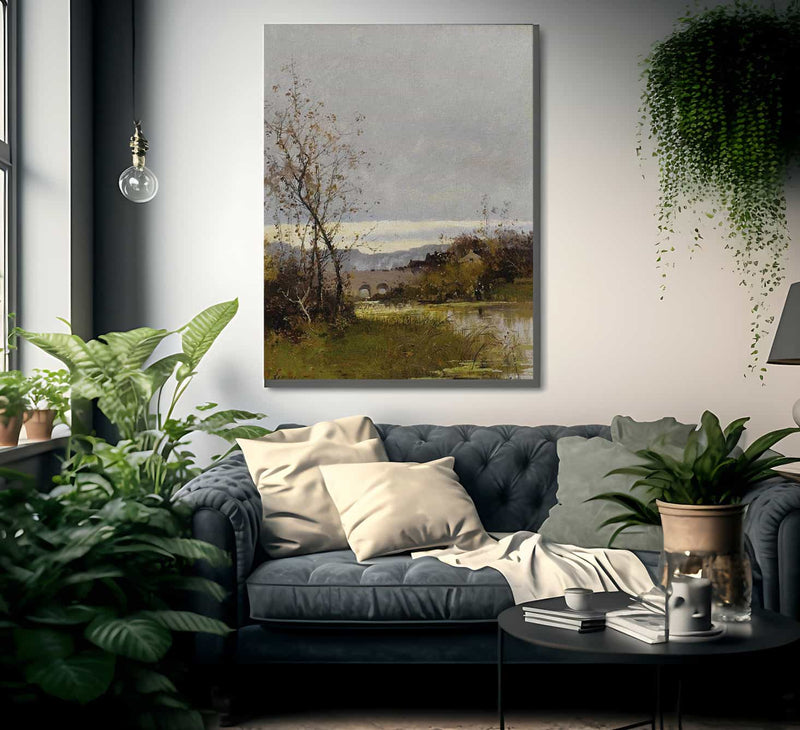 Along The Riverbank Normandy By Eugene Galien Laloue Fine Art Print