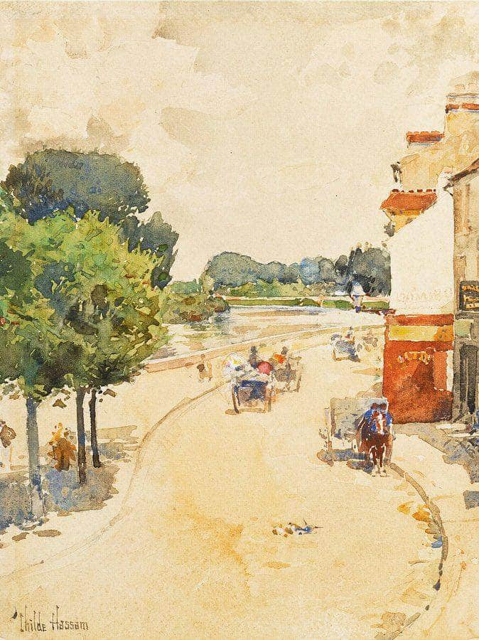 Along The Seine, Bougival By Childe Hassam Fine Art Print