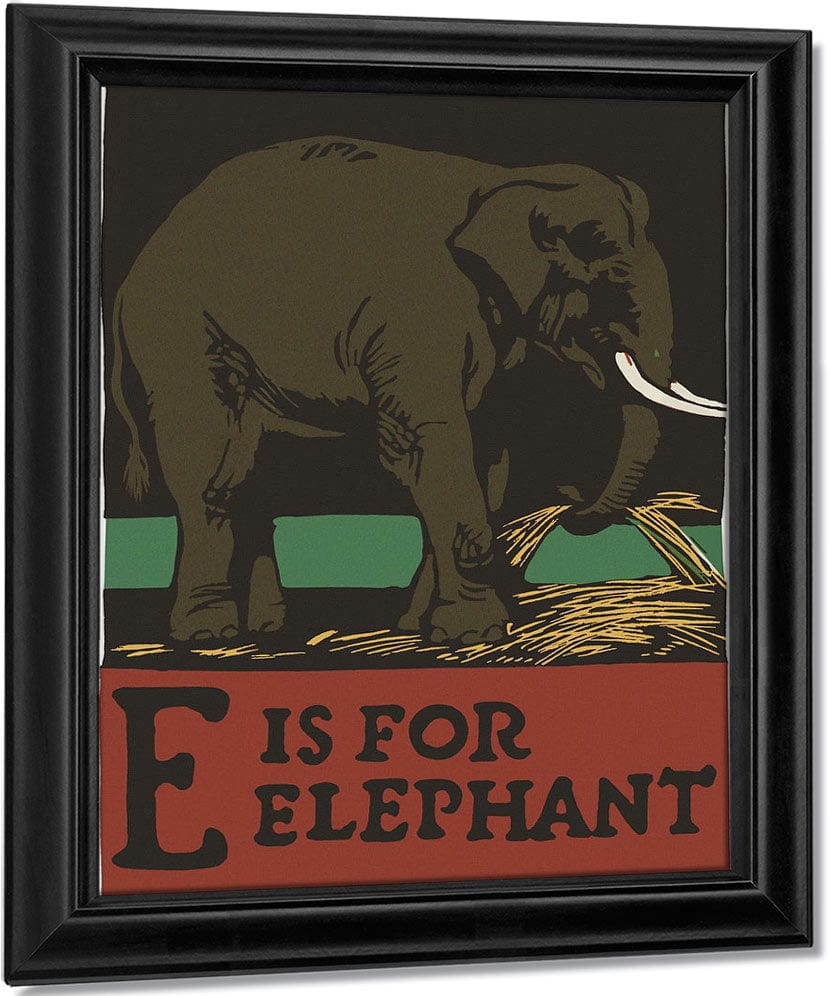 Alphabet E Is For Elephant By C.B. Falls Fine Art Print