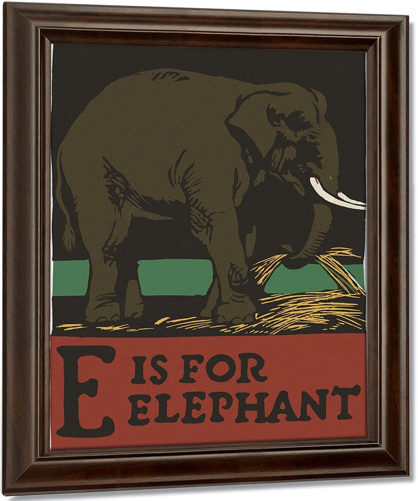 Alphabet E Is For Elephant By C.B. Falls Fine Art Print