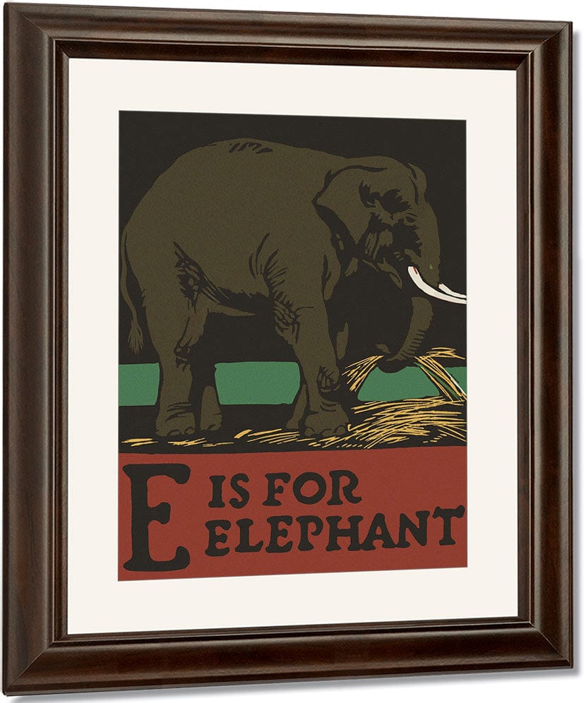 Alphabet E Is For Elephant By C.B. Falls Fine Art Print