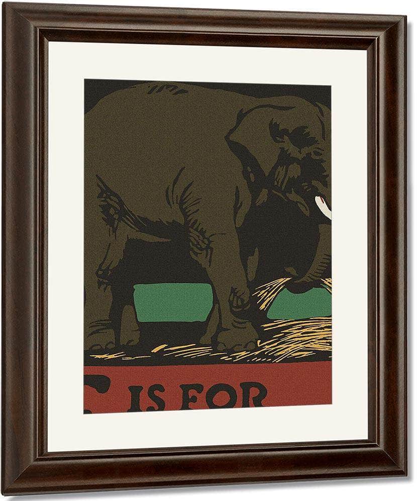 Alphabet E Is For Elephant By C.B. Falls Fine Art Print