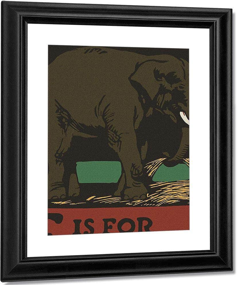 Alphabet E Is For Elephant By C.B. Falls Fine Art Print