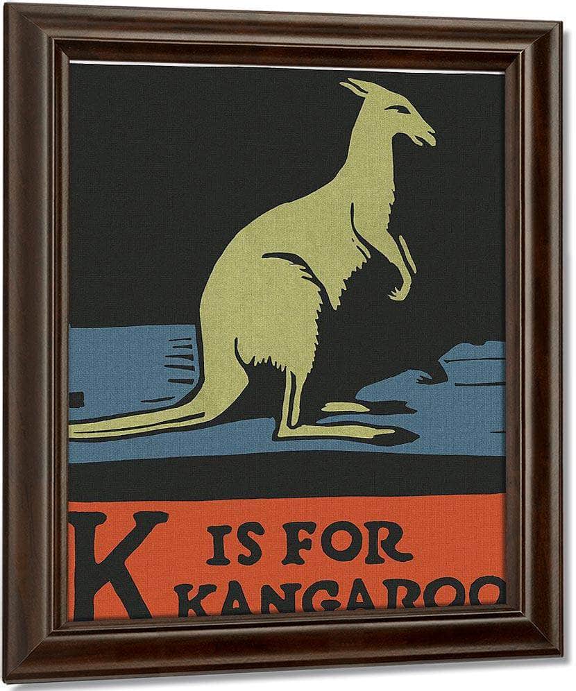 Alphabet  K Is For Kangaroo By C.B. Falls Fine Art Print