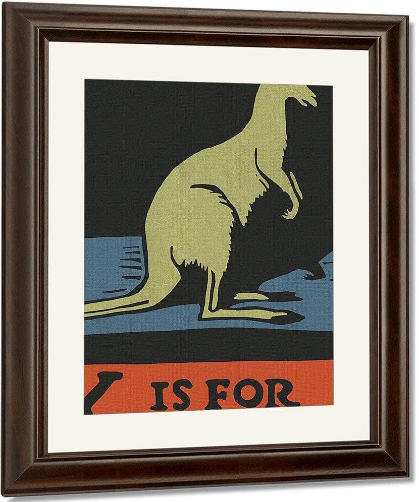 Alphabet  K Is For Kangaroo By C.B. Falls Fine Art Print