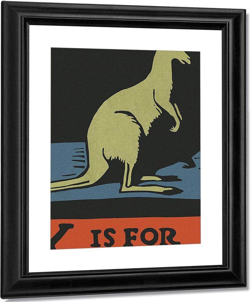 Alphabet  K Is For Kangaroo By C.B. Falls Fine Art Print