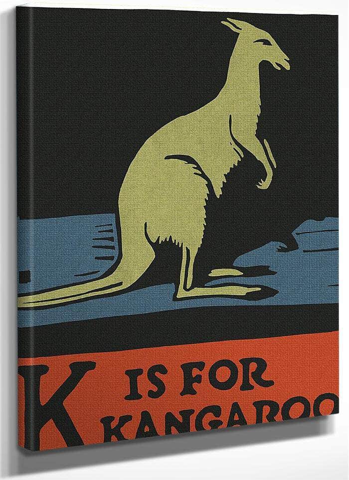 Alphabet  K Is For Kangaroo By C.B. Falls Fine Art Print