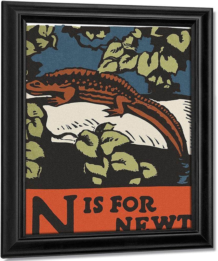 Alphabet  N Is For Newt By C.B. Falls Fine Art Print