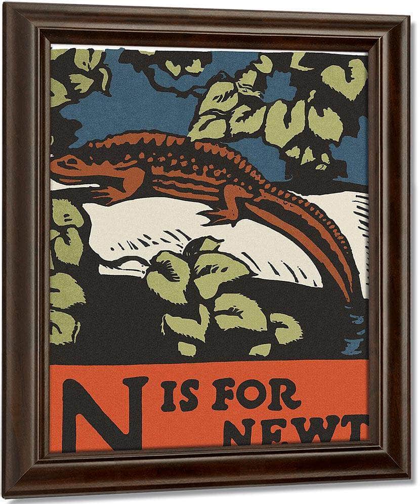 Alphabet  N Is For Newt By C.B. Falls Fine Art Print
