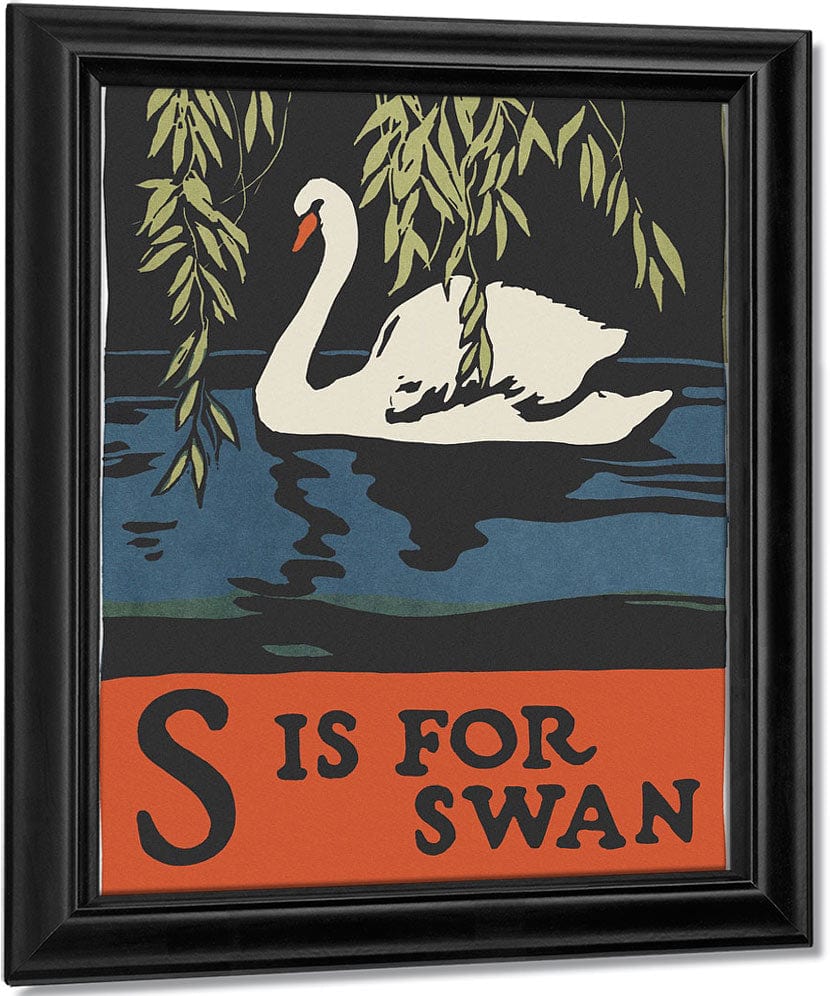 Alphabet S Is For Swan By C.B. Falls Fine Art Print