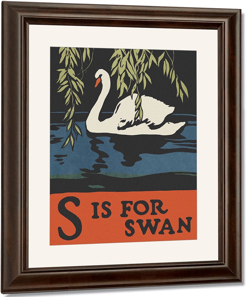 Alphabet S Is For Swan By C.B. Falls Fine Art Print