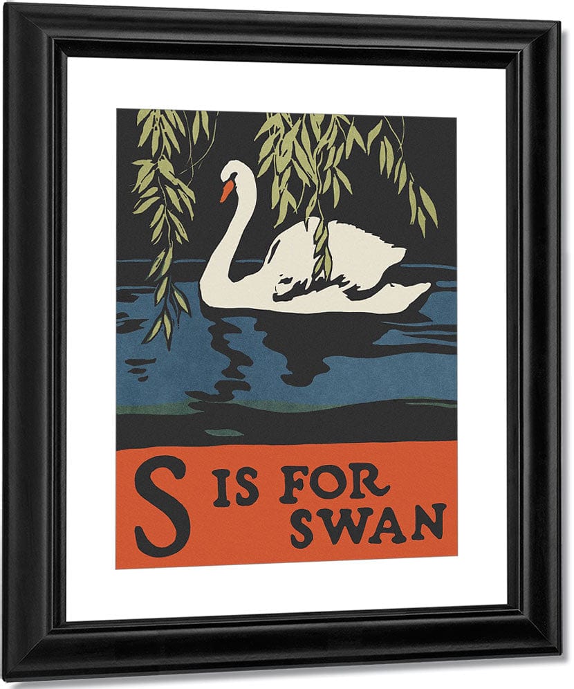 Alphabet S Is For Swan By C.B. Falls Fine Art Print