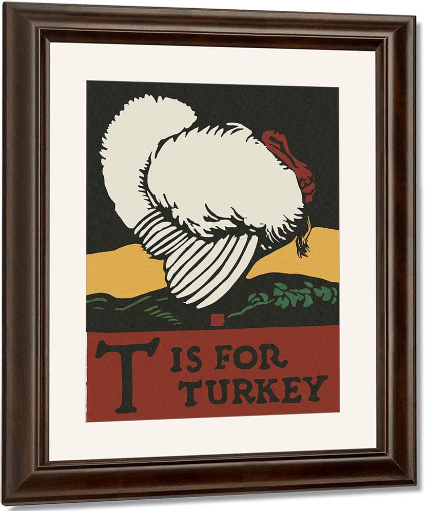 Alphabet T Is For Turkey By C.B. Falls Fine Art Print