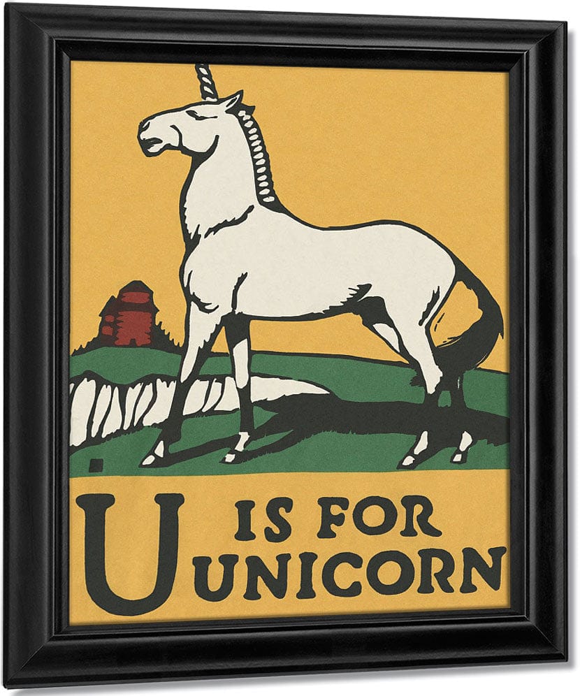 Alphabet U Is For Unicorn By C.B. Falls Fine Art Print