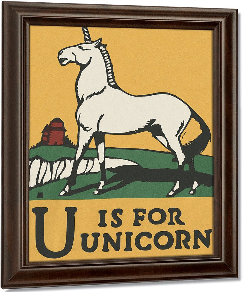 Alphabet U Is For Unicorn By C.B. Falls Fine Art Print