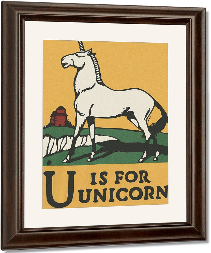 Alphabet U Is For Unicorn By C.B. Falls Fine Art Print