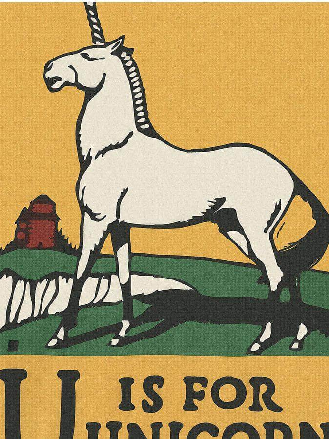 Alphabet U Is For Unicorn By C.B. Falls Fine Art Print