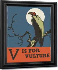 Alphabet V Is For Vulture By C.B. Falls Fine Art Print