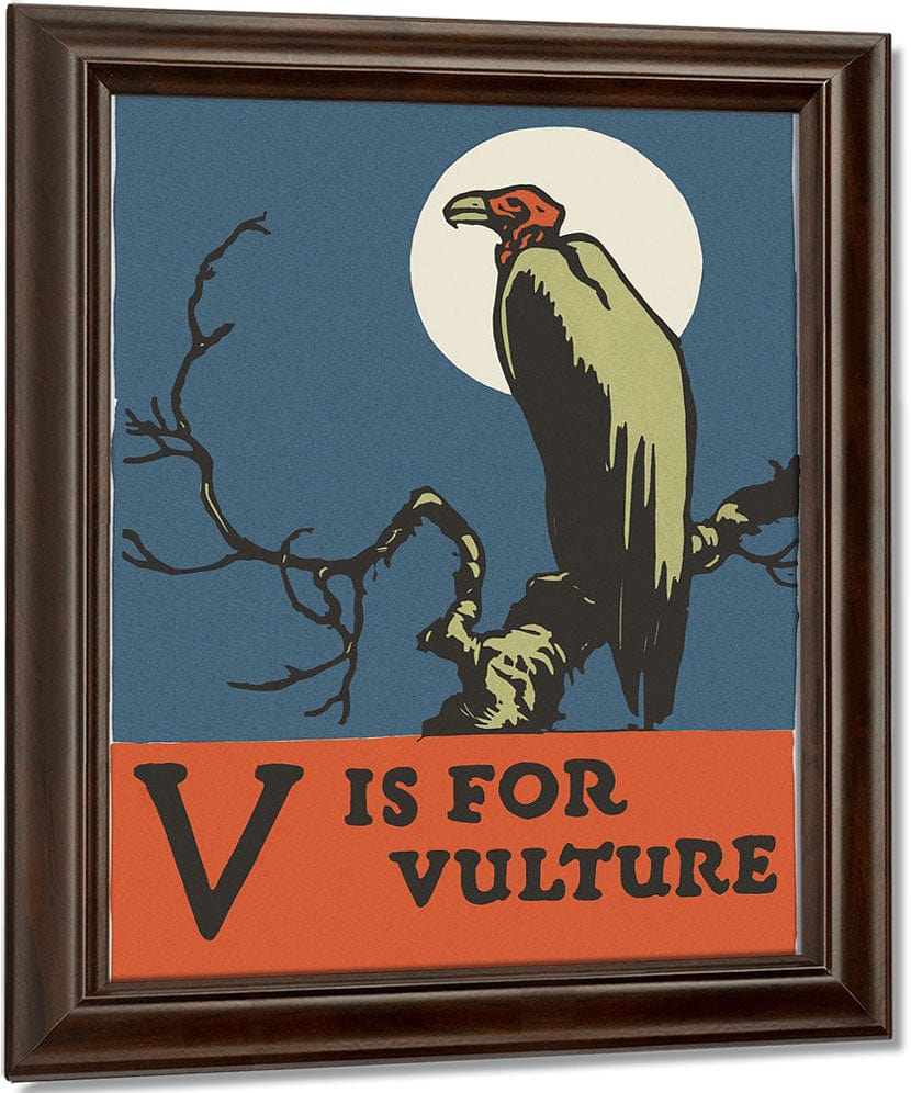Alphabet V Is For Vulture By C.B. Falls Fine Art Print