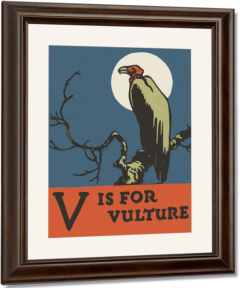 Alphabet V Is For Vulture By C.B. Falls Fine Art Print